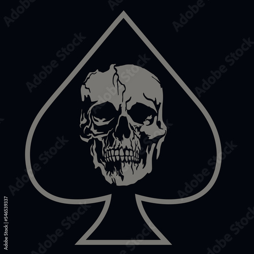 ace of spades with skull, grunge vintage design t shirts

