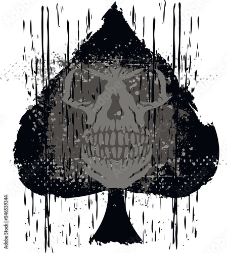 ace of spades with skull, grunge vintage design t shirts
