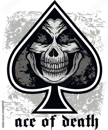 ace of spades with skull, grunge vintage design t shirts
