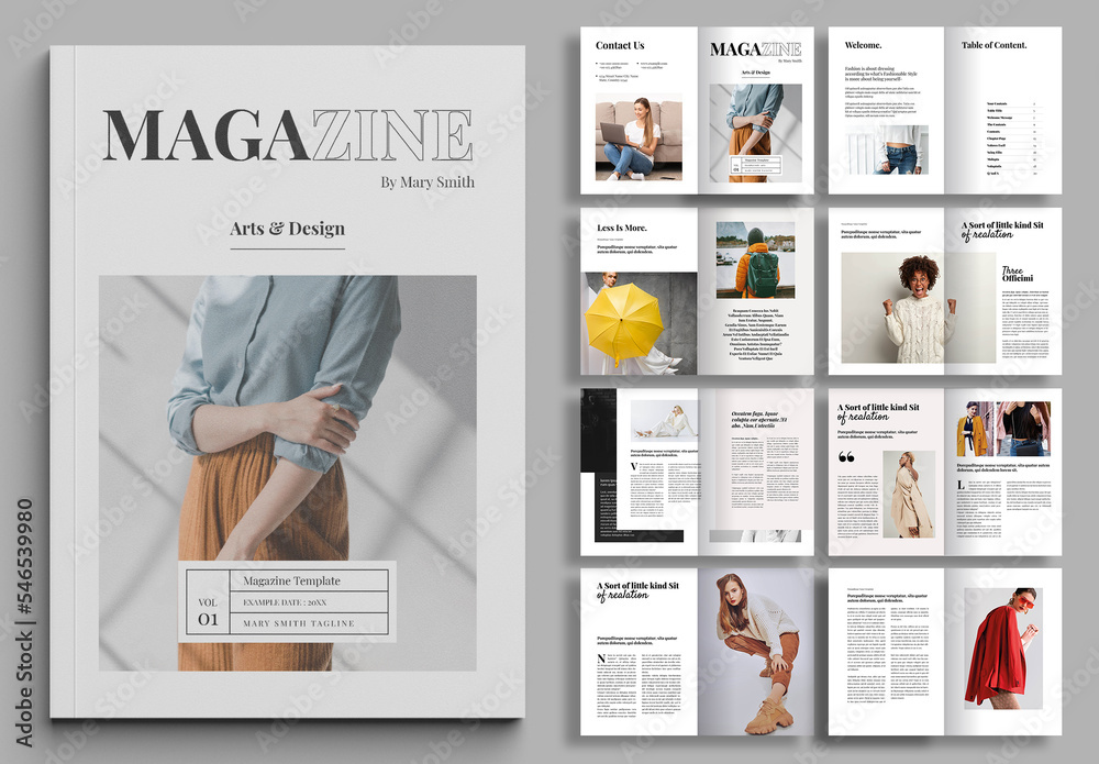 Clean Magazine Layout Stock Template | Adobe Stock