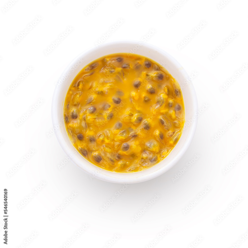 Passion fruit in white bowl isolated on white background. Passion fruit in white bowl isolated on white background.
