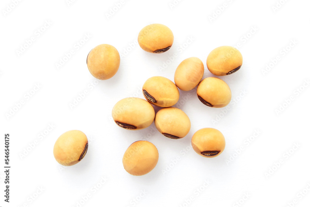 Dry soybean isolated on white background , top view , flat lay. Dry soybean isolated on white background , top view , flat lay.