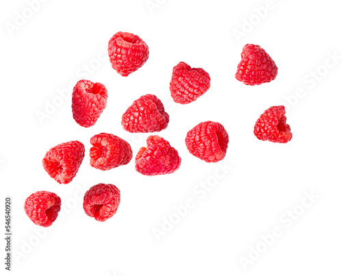 Vászonkép Raspberries isolated on transparent png