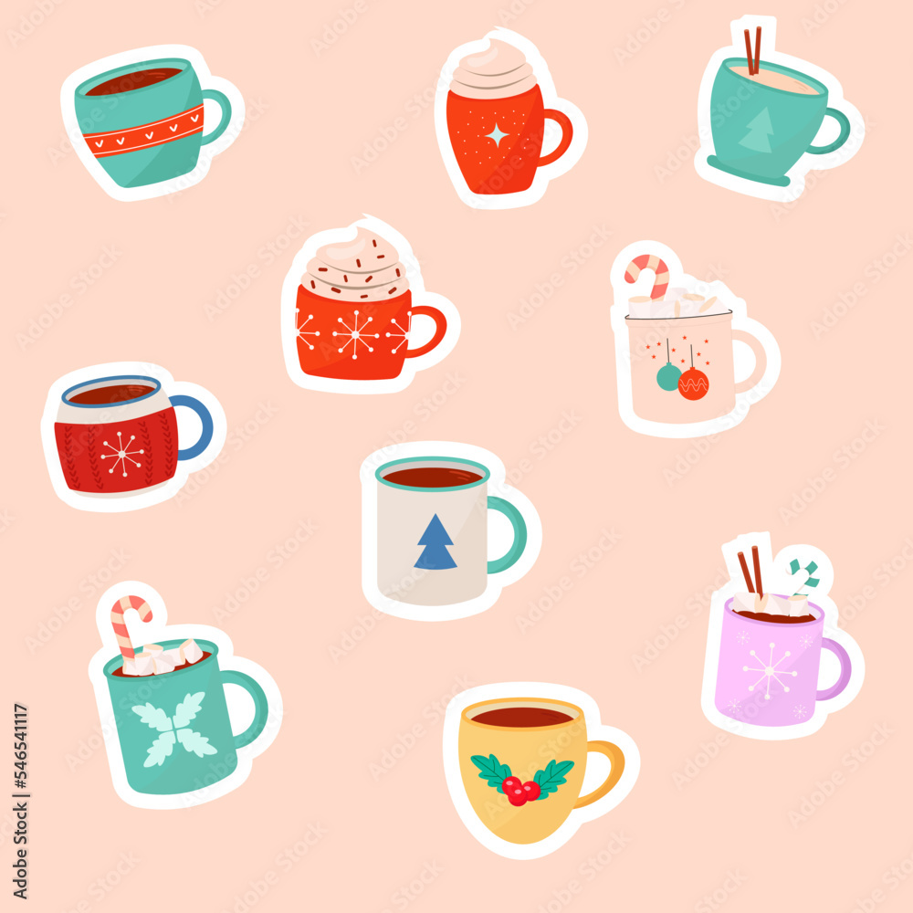 Festive winter cups stickers Festive winter cups stickers