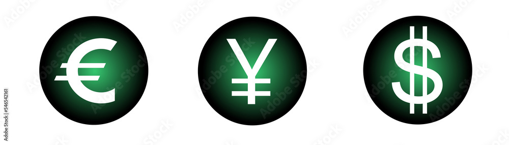 Buttons vector with main currency Buttons vector with main currency