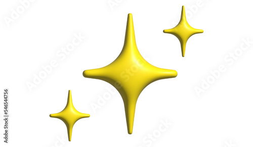 3D Star .Sparkle stars set. Realistic vector star symbols.Glossy stars collection isolated on white background
