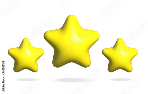 3D Star .Sparkle stars set. Realistic vector star symbols.Glossy stars collection isolated on white background