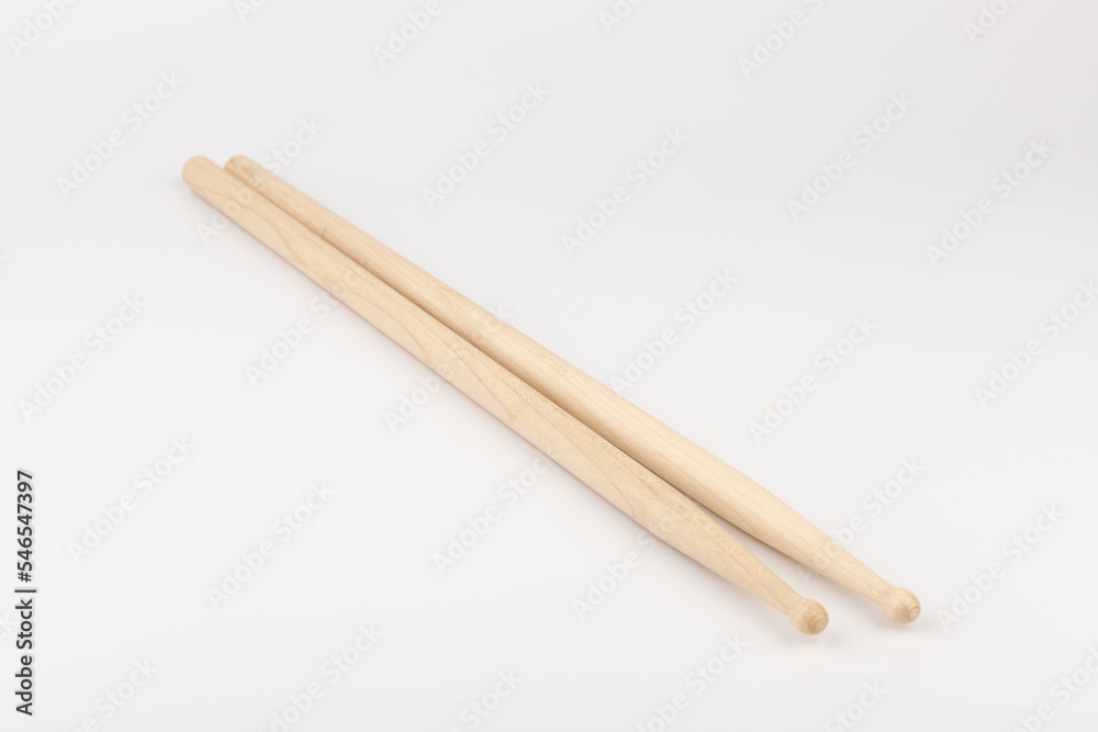 Wooden drumsticks isolated on white background. musical instrument.
