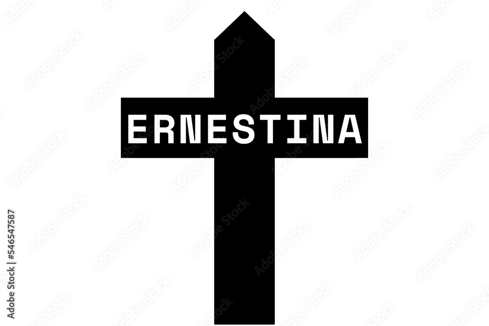 Ernestina Illustration eines schwarzen Kreuzes mit dem Vornamen