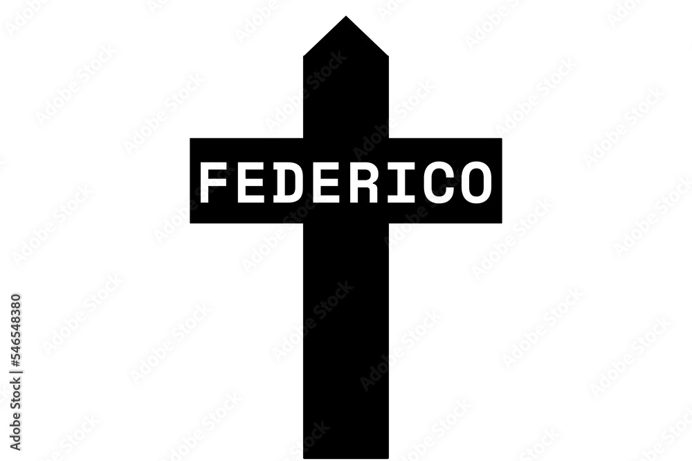 Federico Illustration eines schwarzen Kreuzes mit dem Vornamen