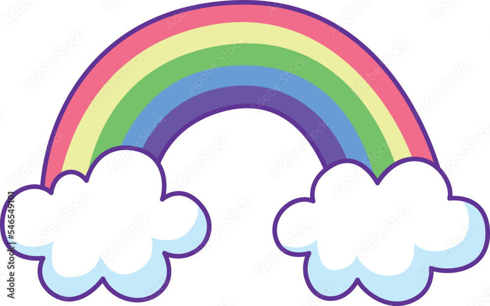 Rainbow clouds icon. Cute magic color drawing Rainbow clouds icon. Cute magic color drawing