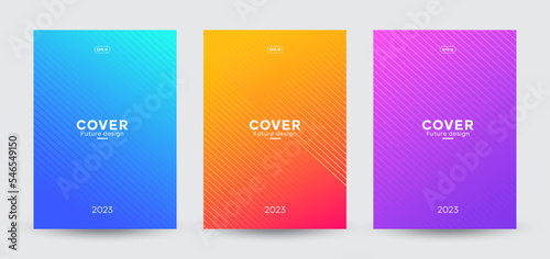 Set of modern business templates. Abstract minimal lines composition style. Vector template, 2023