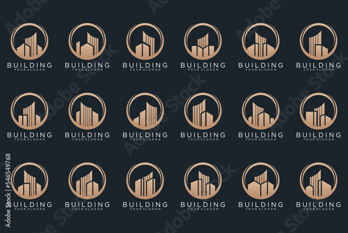 Set of Building, Real Estate, architecture and Construction logo design inspiration.