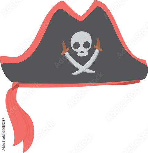 Pirate hat color icon. Retro marine captain cap