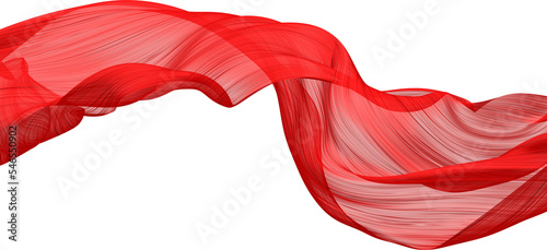 Fabric Flow Cloth Wave, Red Waving Silk Flying Textile, 3d rendering