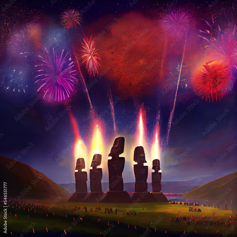 moai-figures-in-easter-island-festival-celebration-and-fireworks