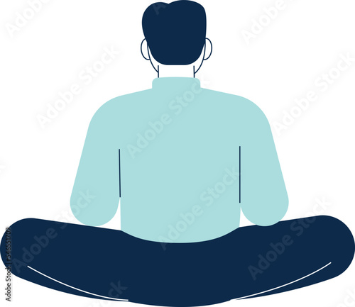 Man in lotus pose back view. Mind relaxation icon