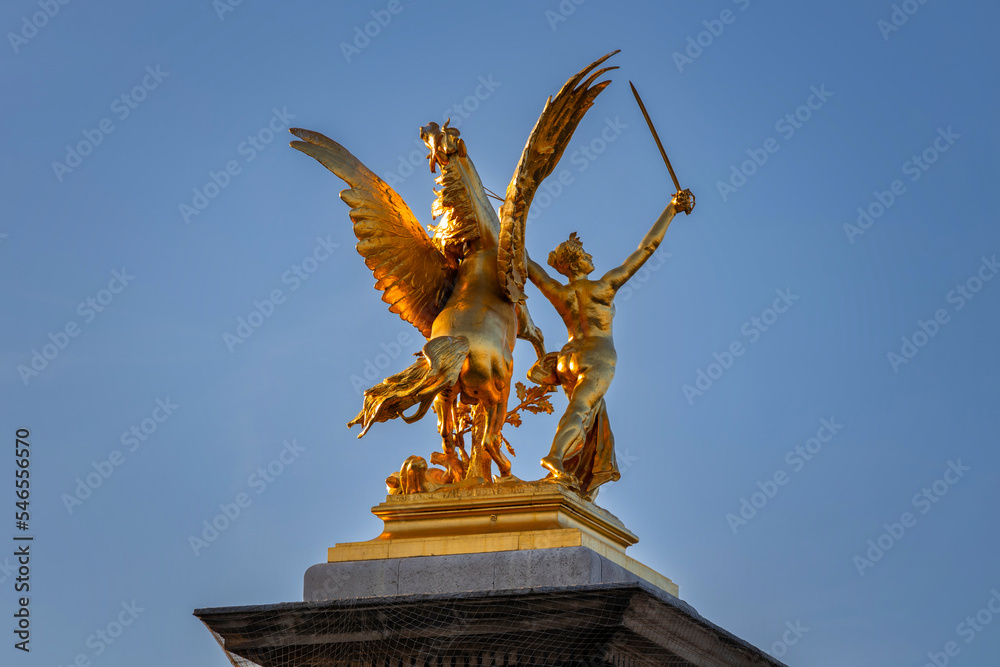 Fototapeta premium Architectural details of the Pont Alexandre III bridge over the Seine river, Paris. France