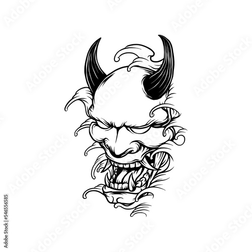 Japanese Oni mask vector illustration