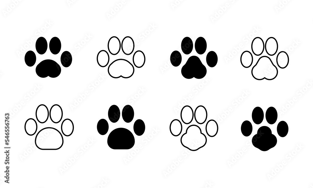 Fototapeta premium animal prints. foot animal icon. Black animal footprints set for stock.