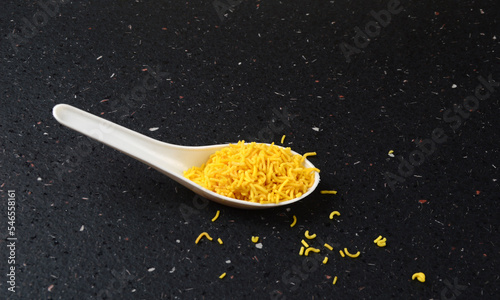 indian spicy snack besan sev, indian snacks, diwali food photo