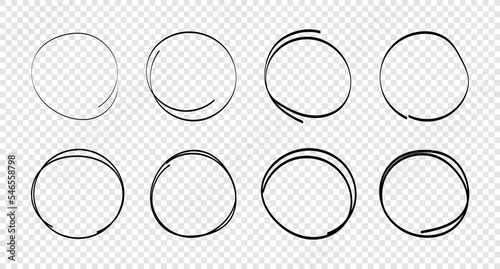 Circle line sketches set. Vector isolated design elements
