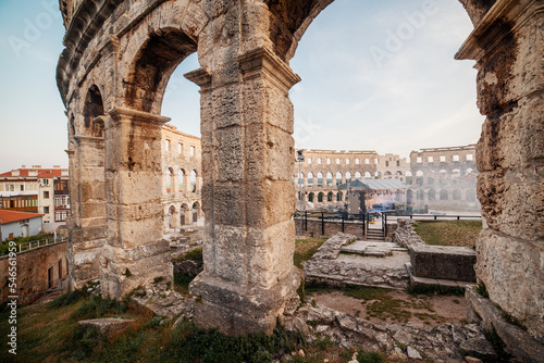 The Pula Arena, Roman amphitheater colosseum, Istria, Croatia