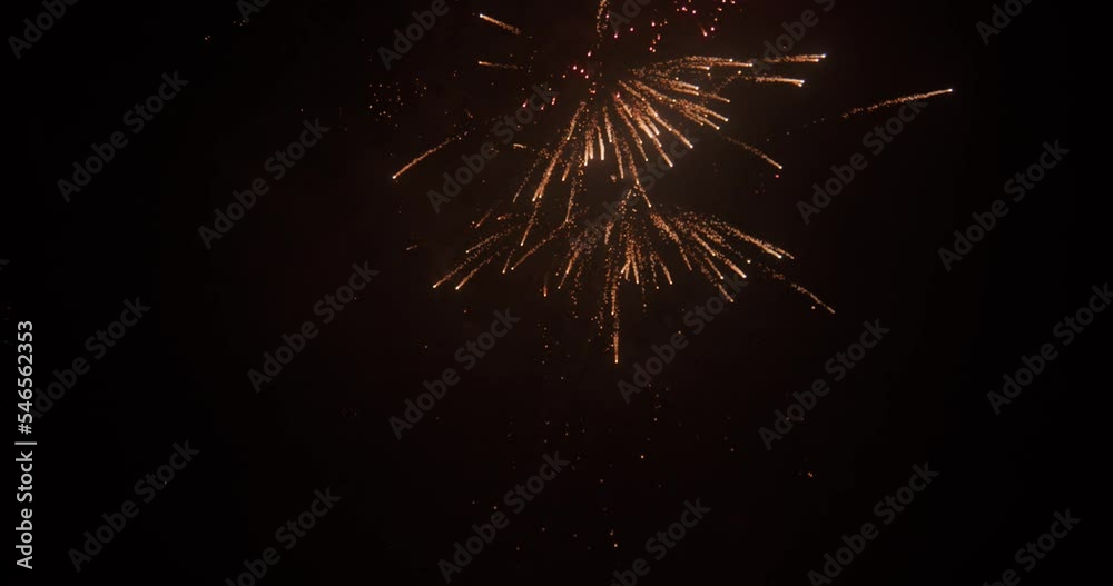 Glitter And Chrysanthemum Fireworks At Night Sky
