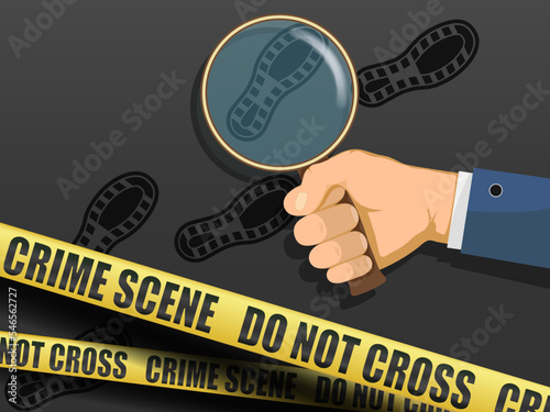 Detective or a policeman with a magnifying glass