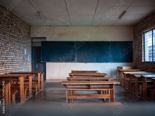 Huye, Rwanda - April, 2013: an empty classroom after school