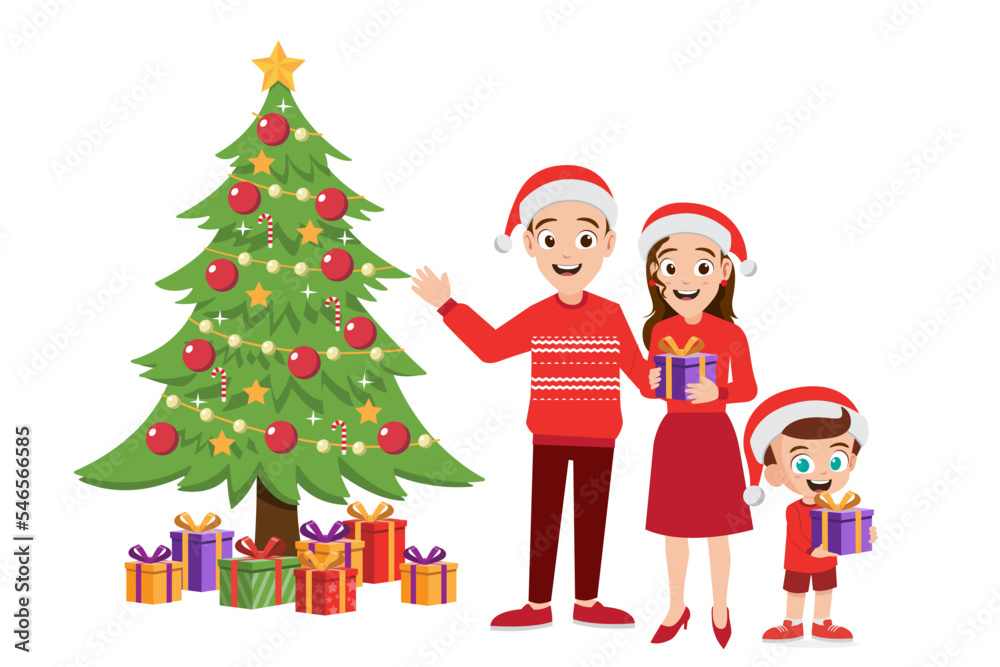 Happy family celebrating Christmas vector illustration Happy family celebrating Christmas vector illustration