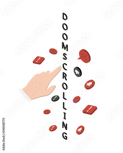Doomscrolling or doomsurfing is the act of spending an excessive amount of screen time devoted to the absorption of negative news