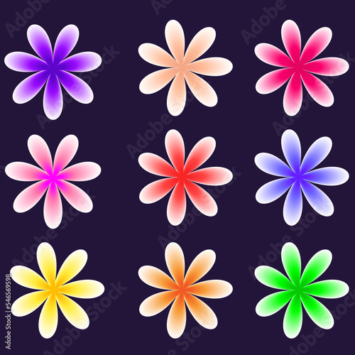 Set of flowers design elements for background, banners, logo, icon, pattern, beauty products, and advertising. colorful flower collection. Vector illustration.