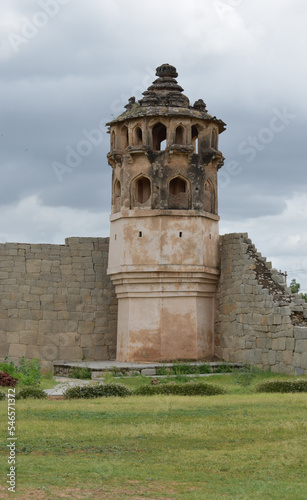 ancient monument for gaurd duty  for soldiers at hampi in karnataka india
