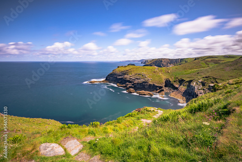 Tintagel - May 30 2022: The legendary ancient town of Tintagel in Cornwall, England.