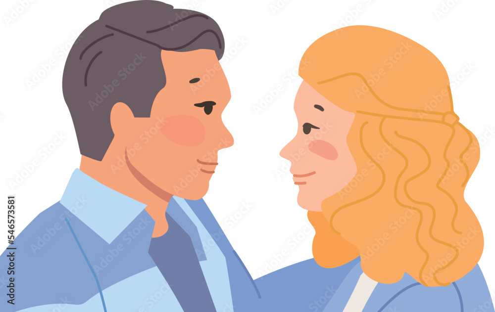 Loving couple portrait. Man and woman looking at each other Loving couple portrait. Man and woman looking at each other