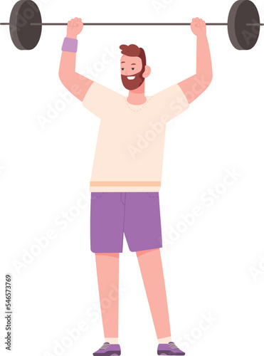 Man lifting barbell. Strength training. Gym workout