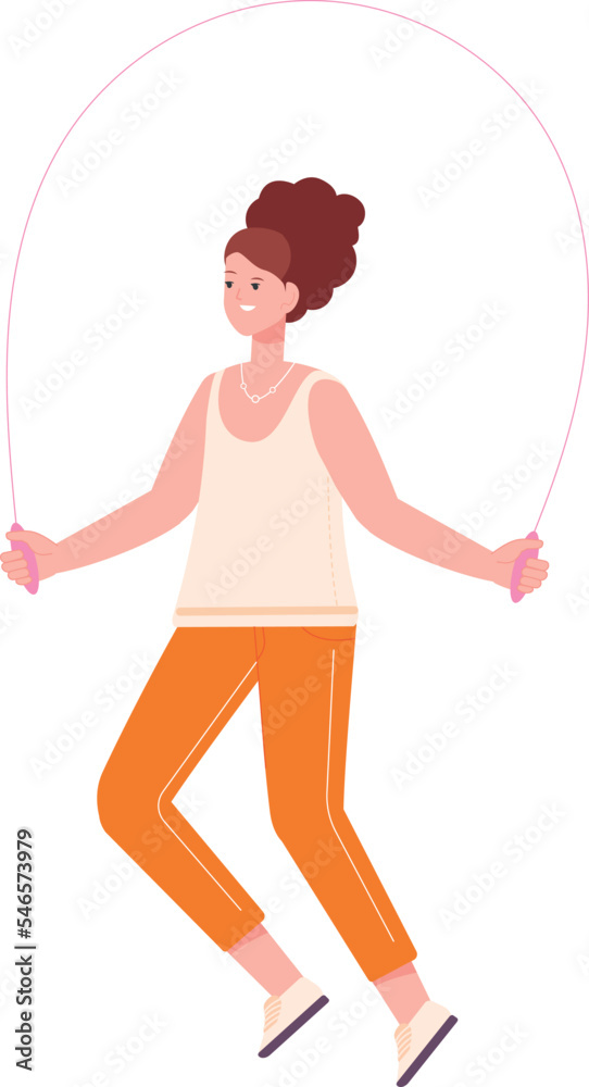 Young woman jumping with skipping rope. Happy outdoor activity Young woman jumping with skipping rope. Happy outdoor activity