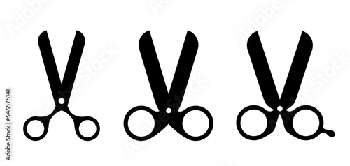 Scissors. Set of black icons. Vector clipart isolated on white background.