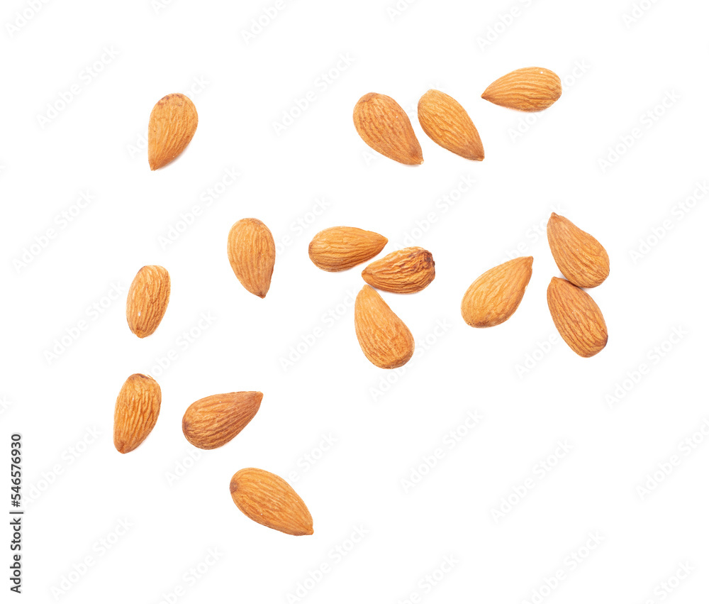 Almond nuts isolated on white background. Almond nuts isolated on white background.
