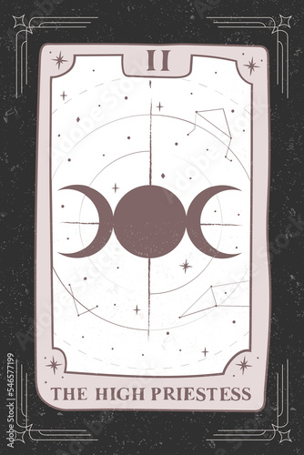 Fotografie tarot card, minimal style, pink and black, the highest priestess