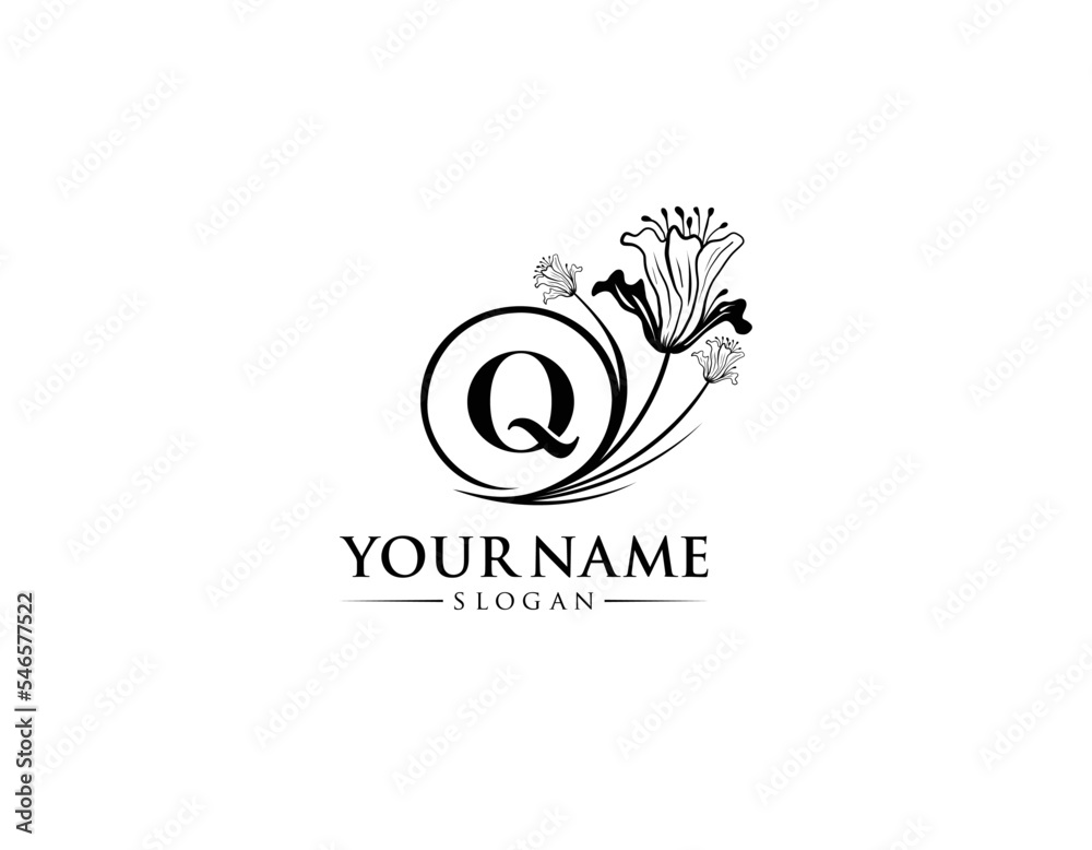 Abstract letter Q with flower logo design, logo Q vector, handwritten logo of signature, wedding, fashion shop, cosmetics shop, beauty shop, boutique, floral creative logo design. Abstract letter Q with flower logo design, logo Q vector, handwritten logo of signature, wedding, fashion shop, cosmetics shop, beauty shop, boutique, floral creative logo design.