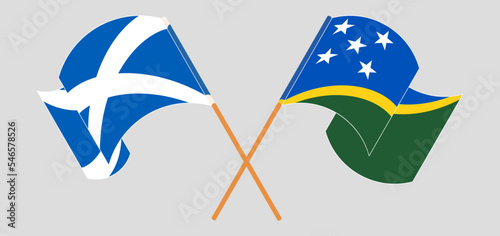 Crossed and waving flags of Scotland and Solomon Islands