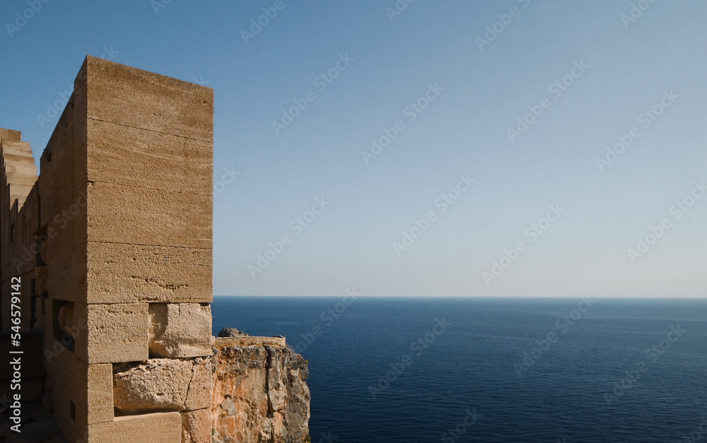 Beautiful view of the sea from the acropolis of Lindos Beautiful view of the sea from the acropolis of Lindos