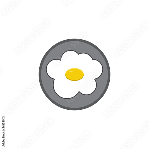 Fried egg omelette isolated on plate on gray