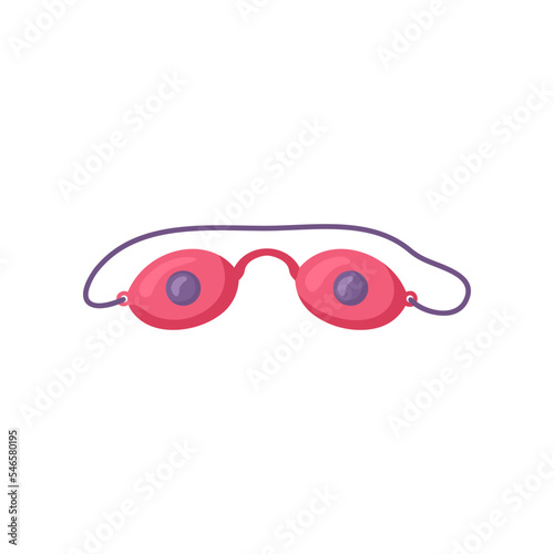 Tanning bed goggles cartoon illustration. Cosmetic procedure in spa salon, eye protection. Solarium, wellness, recreation, care, relaxation concept