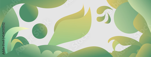 Abstract gradient green background. With themed illustrations of nature and serenity. Perfect to use for a wide variety of banner designs, design assets or other background designs