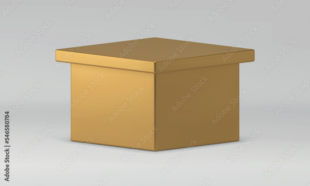 3d podium golden foundation platform isometric squared construction for promo presentation vector