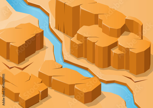 isometric rock mountain in desert