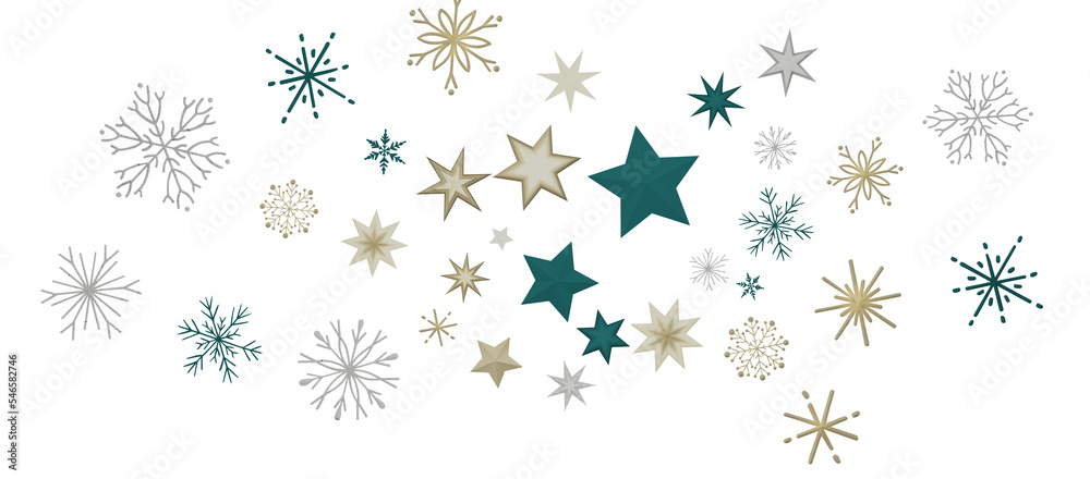 new year pattern. Christmas theme, golden openwork shiny snowflakes, star, 3D rendering. new year pattern. Christmas theme, golden openwork shiny snowflakes, star, 3D rendering.